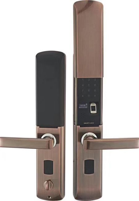 650元红古铜滑盖超级指纹密码锁五合一半导体指纹头(图)