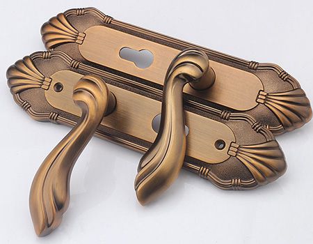 全铝合金240长黄古铜经典款实心把手室内门锁|锁具批发23元(图)