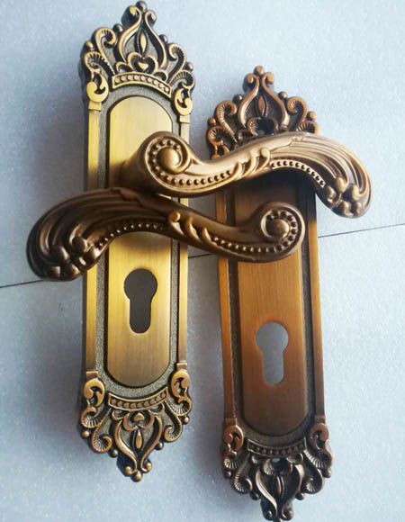 精品实心把手欧式黄古铜室内门锁|锁具批发价19.5(图)