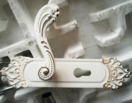 全铝合金精品实心大把手象牙白室内门锁|锁具批发26元(图)