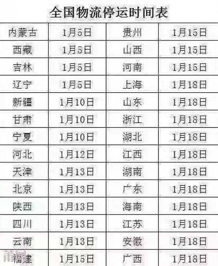 2019年度室内门锁厂和锁具批发商关注的温州物流停运时间表(图)