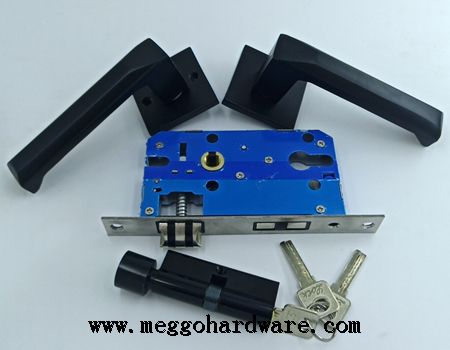 黑色方形直把分体室内门锁|门锁厂家|锁具批发参考价32元(图)