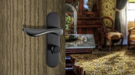 Y8886黑色连体太空铝静音室内门锁|卧室房门锁|锁具批发