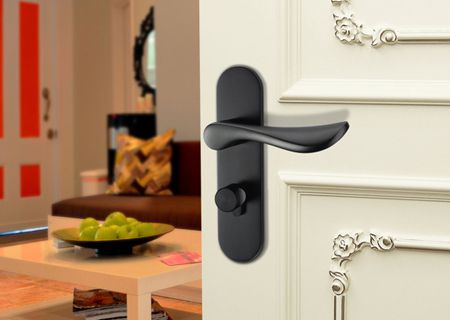 Y8886黑色连体太空铝静音室内门锁|卧室房门锁|锁具批发